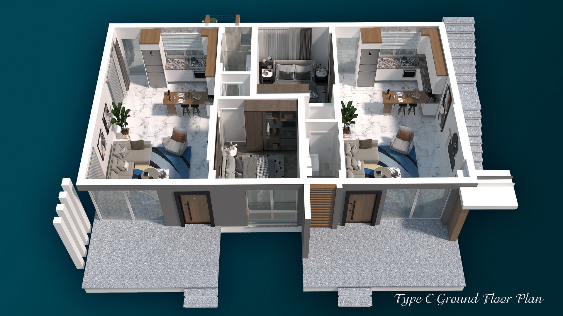 Four Seasons Life 2 1+1 Apartment Ground Floor plan Sea Storm 3